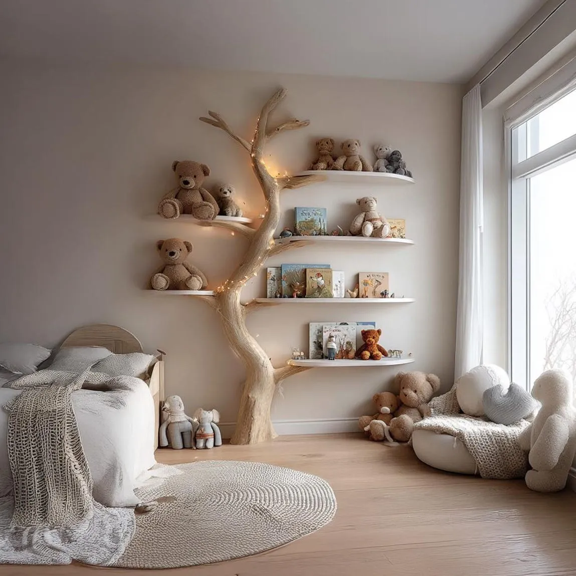 Handmade Tree Bookshelf – Montessori Kids Wall Bookcase