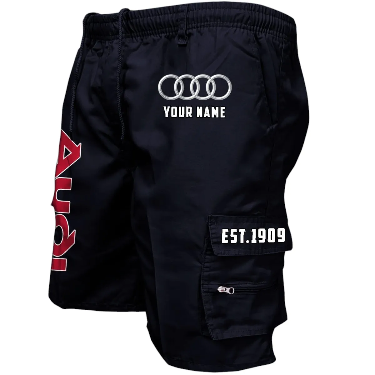 High-End Car Workwear Casual Shorts, Automotive Lifestyle Utility Shorts CAR455 - Black