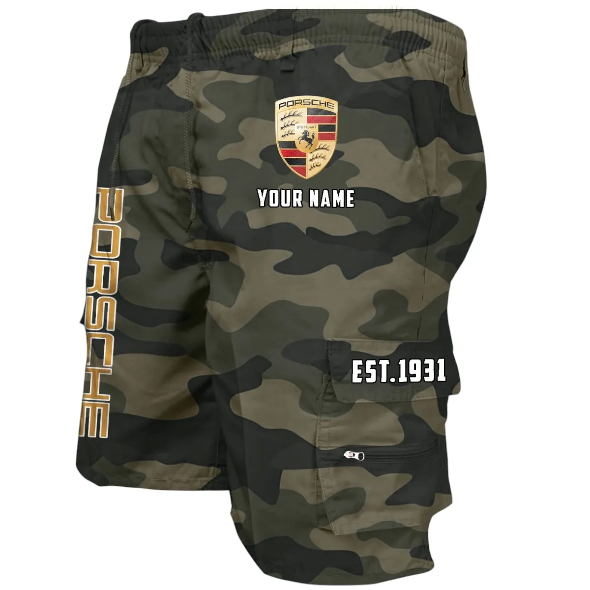 Sports Car Workwear Casual Shorts, Workwear Built for Riders CAR455 - Green Camouflage