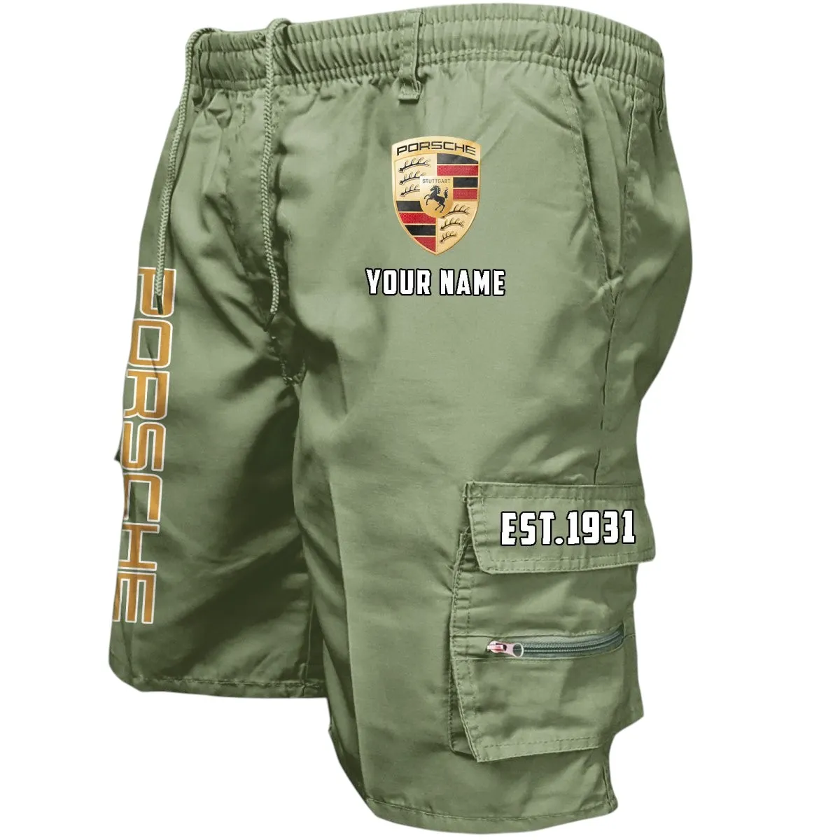 Luxury Coupe Workwear Casual Shorts, Durable Garage Life Shorts CAR455 - Military Green
