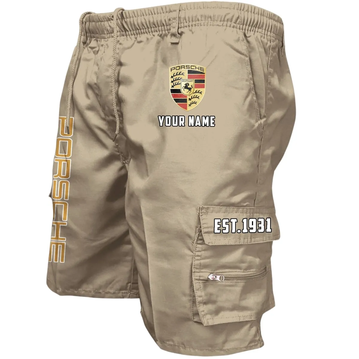 Track Day Machine Workwear Casual Shorts, Car Enthusiast Pocket Shorts CAR455 - Khaki