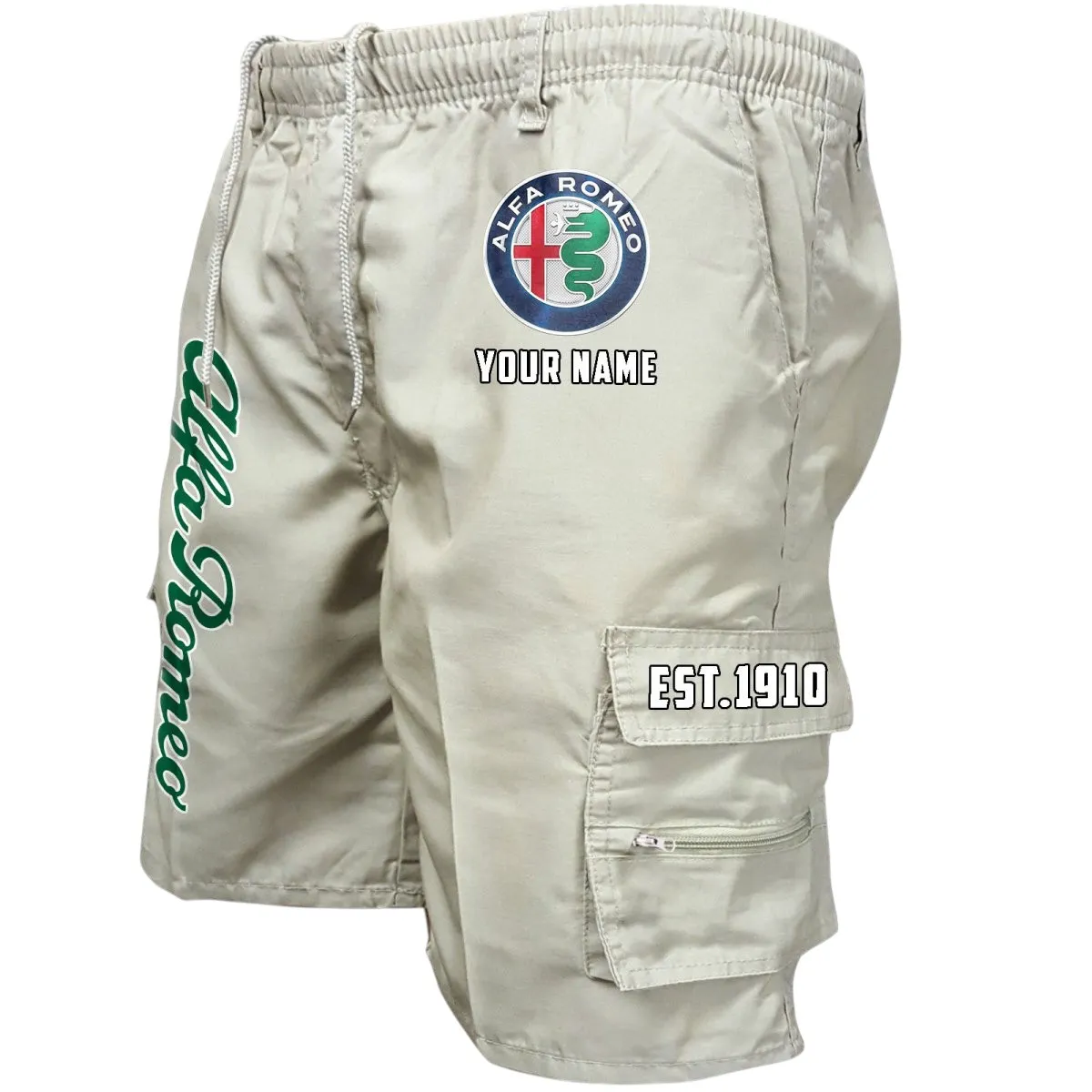 Racing Heritage Workwear Casual Shorts, Rugged Gearhead Workwear Shorts CAR455 - Off-White