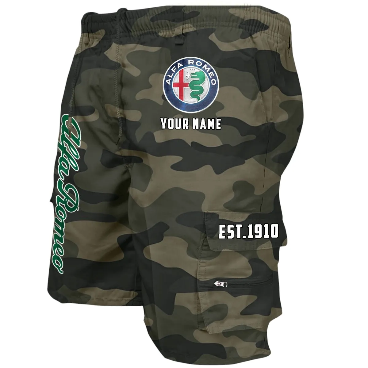 Racing Heritage Workwear Casual Shorts, Rider's Everyday Workwear Shorts CAR455 - Green Camouflage