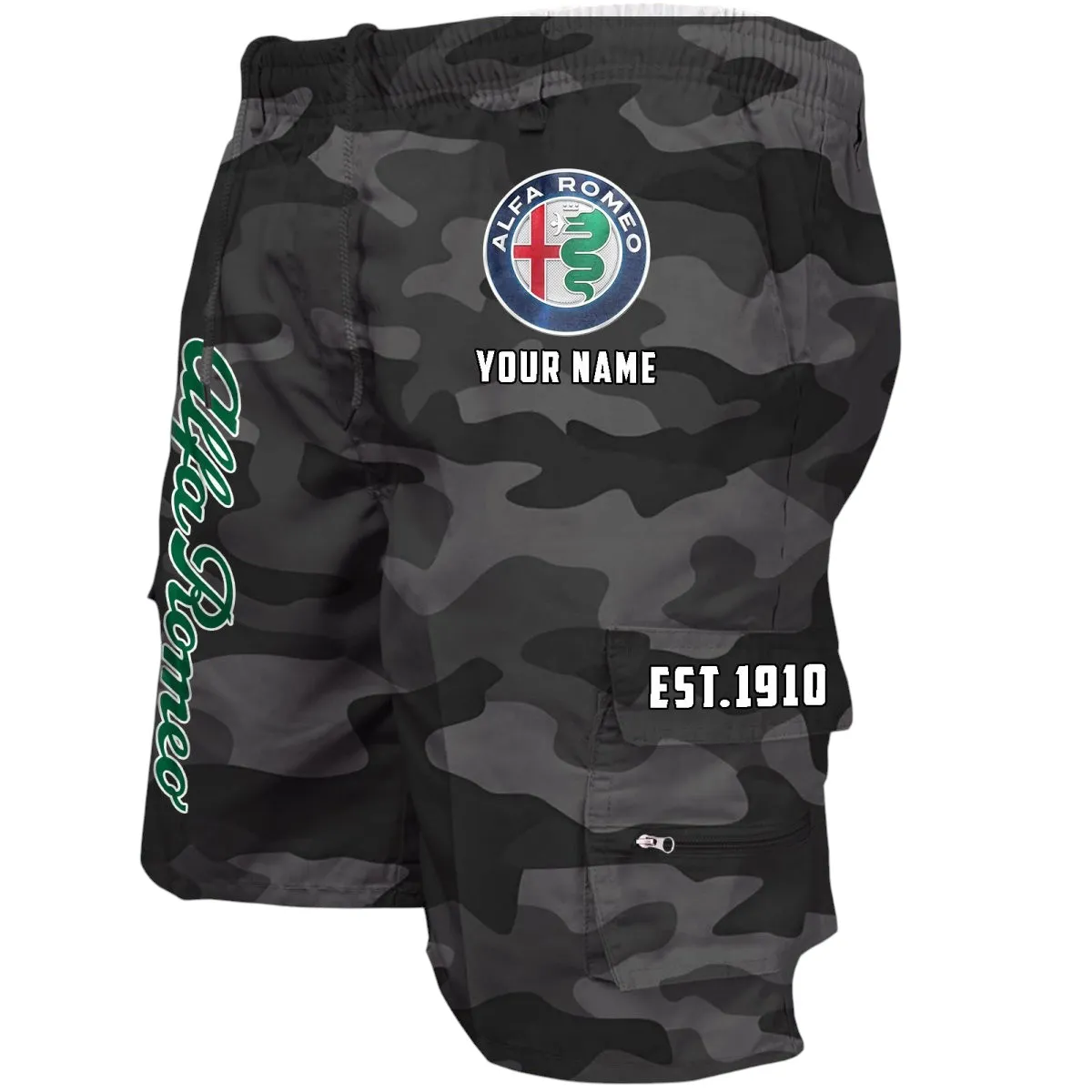 Racing Heritage Workwear Casual Shorts, Durable Utility Men's Shorts CAR455 - Grey Camouflage