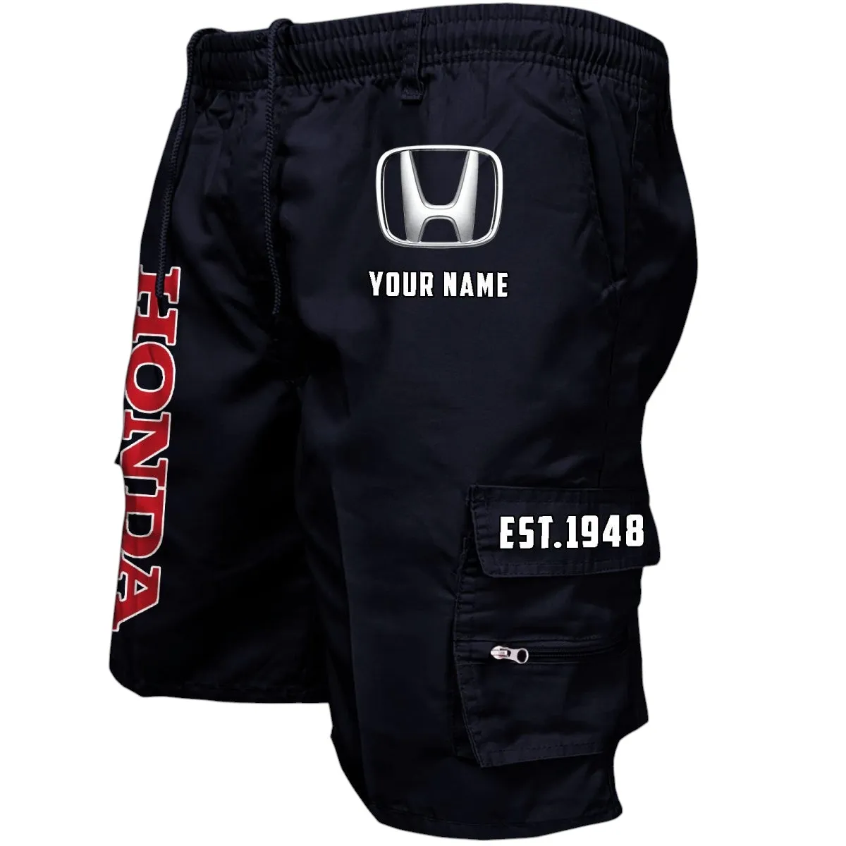Family Car Workwear Casual Shorts, Road-Ready Shorts for Gearheads CAR455 - Black