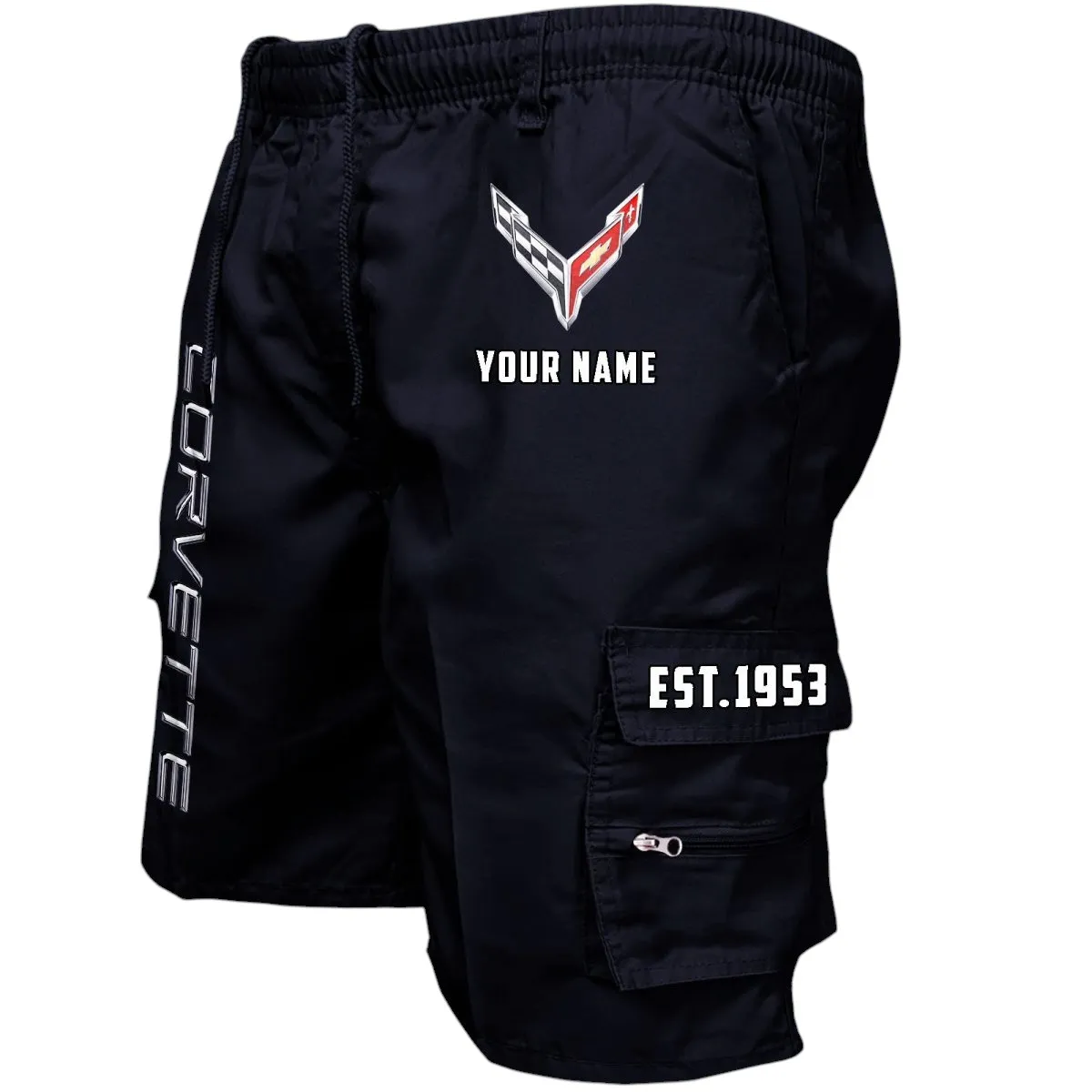 Speed Coupe Workwear Casual Shorts, Car Enthusiast Pocket Shorts CAR455 - Black