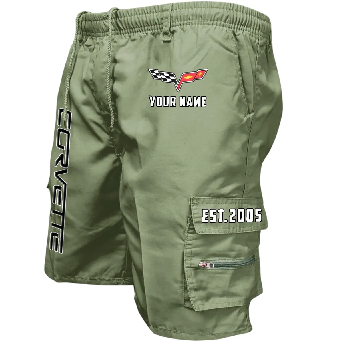 Sleek Sports Coupe Workwear Casual Shorts, Rider Lifestyle Pocket Shorts CAR455 - Military Green