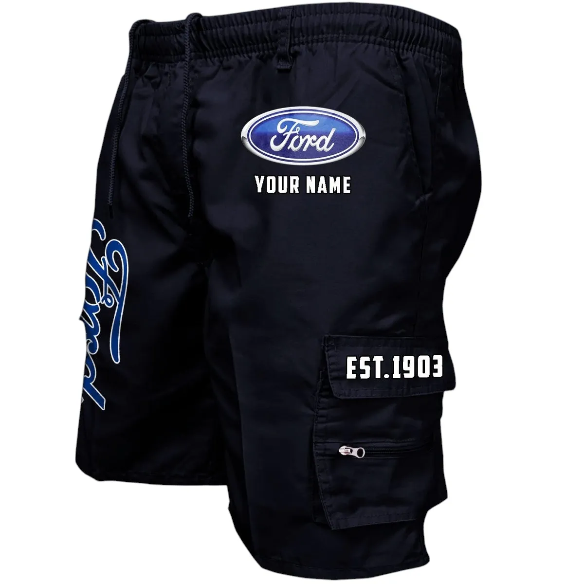 Muscle Car Workwear Casual Shorts, Car Enthusiast Pocket Shorts CAR455 - Black