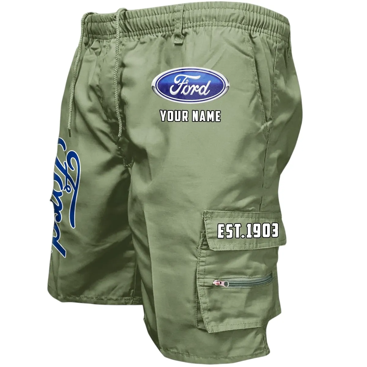 Vintage Ride Workwear Casual Shorts, Gearhead Lifestyle Utility Shorts CAR455 - Military Green