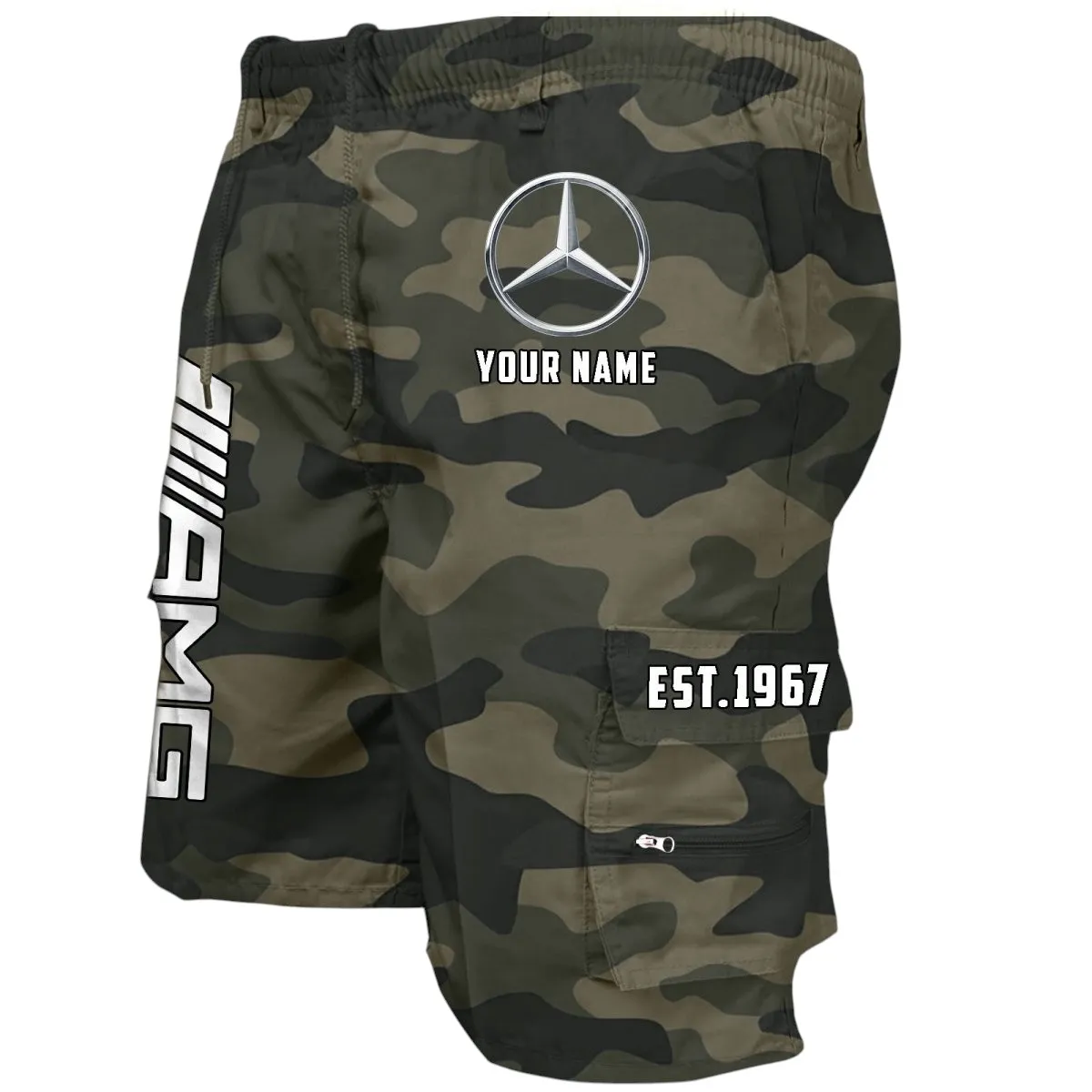 Premium Touring Coupe Workwear Casual Shorts, Road-Tested Pocket Shorts CAR455 - Green Camouflage