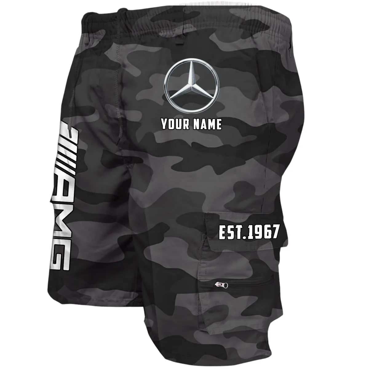 American Retro Vehicle Workwear Casual Shorts, Rider Lifestyle Pocket Shorts CAR455 - Grey Camouflage