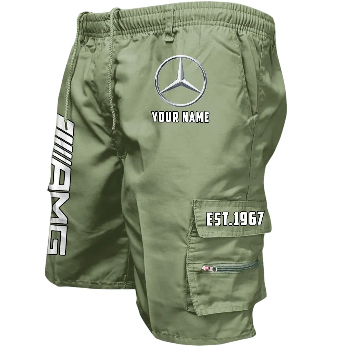 Collectible Heritage Auto Workwear Casual Shorts, Automotive Spirit Work Shorts CAR455 - Military Green