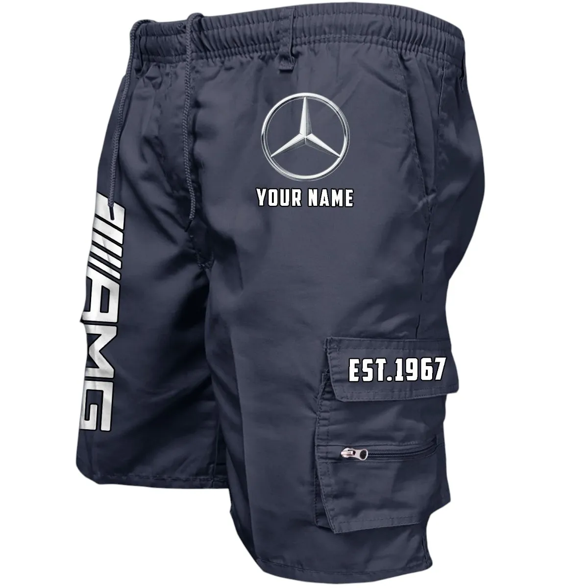High-End Sports Sedan Workwear Casual Shorts, Garage-Ready Men's Shorts CAR455 - Navy