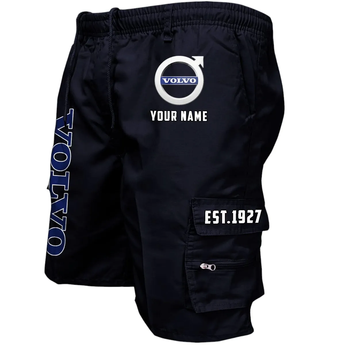 Swedish Car Brand Workwear Casual Shorts, Car Enthusiast Pocket Shorts CAR455 - Black