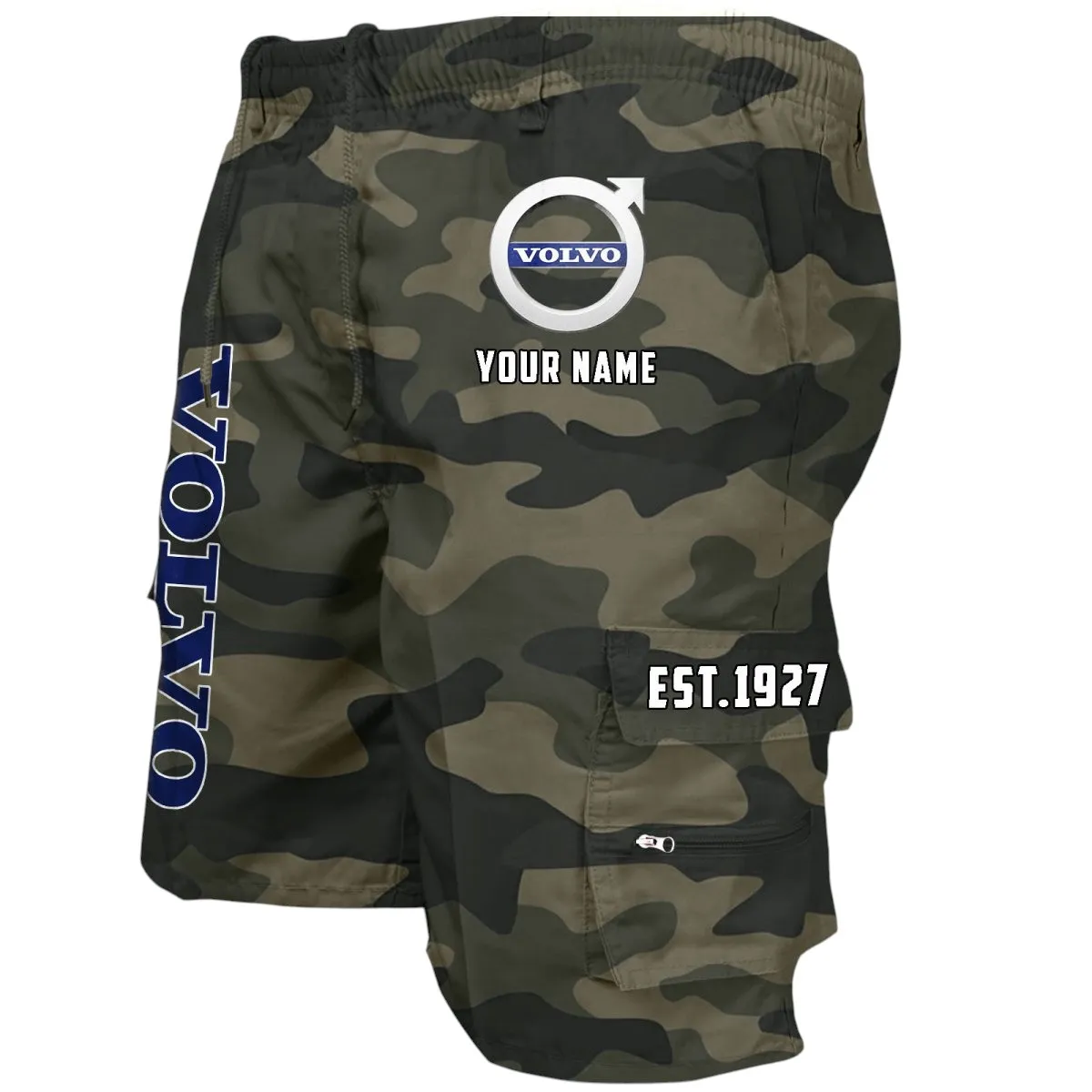 Safety-Focused Vehicle Brand Workwear Casual Shorts, Streetwear Garage Pocket Shorts CAR455 - Green Camouflage