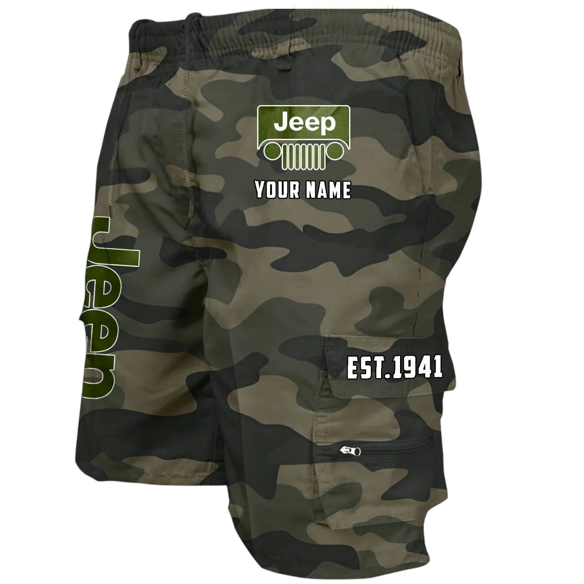 All-Terrain Utility Ride Workwear Casual Shorts, Road-Ready Shorts for Gearheads CAR455 - Green Camouflage
