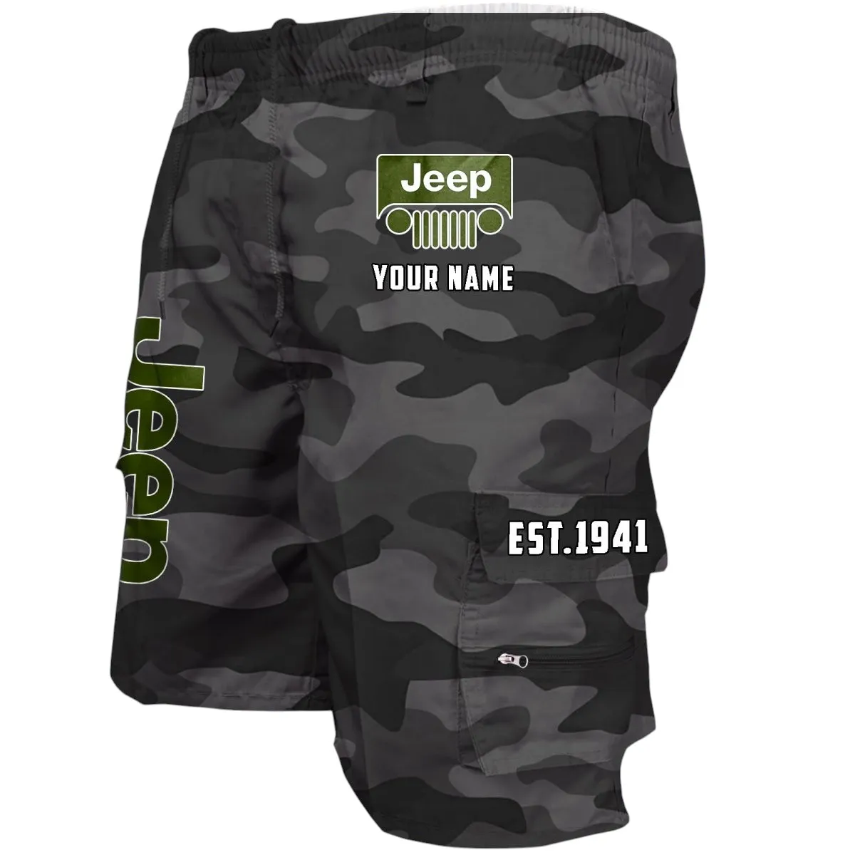Compact Off-Road Vehicle Workwear Casual Shorts, Open Road Utility Shorts CAR455 - Grey Camouflage