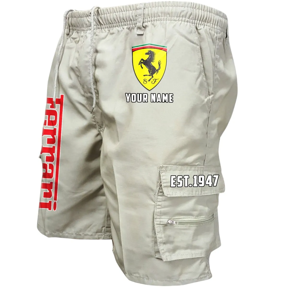 Racing-Inspired Coupe Workwear Casual Shorts, Road-Ready Shorts for Gearheads CAR455 - Off-White