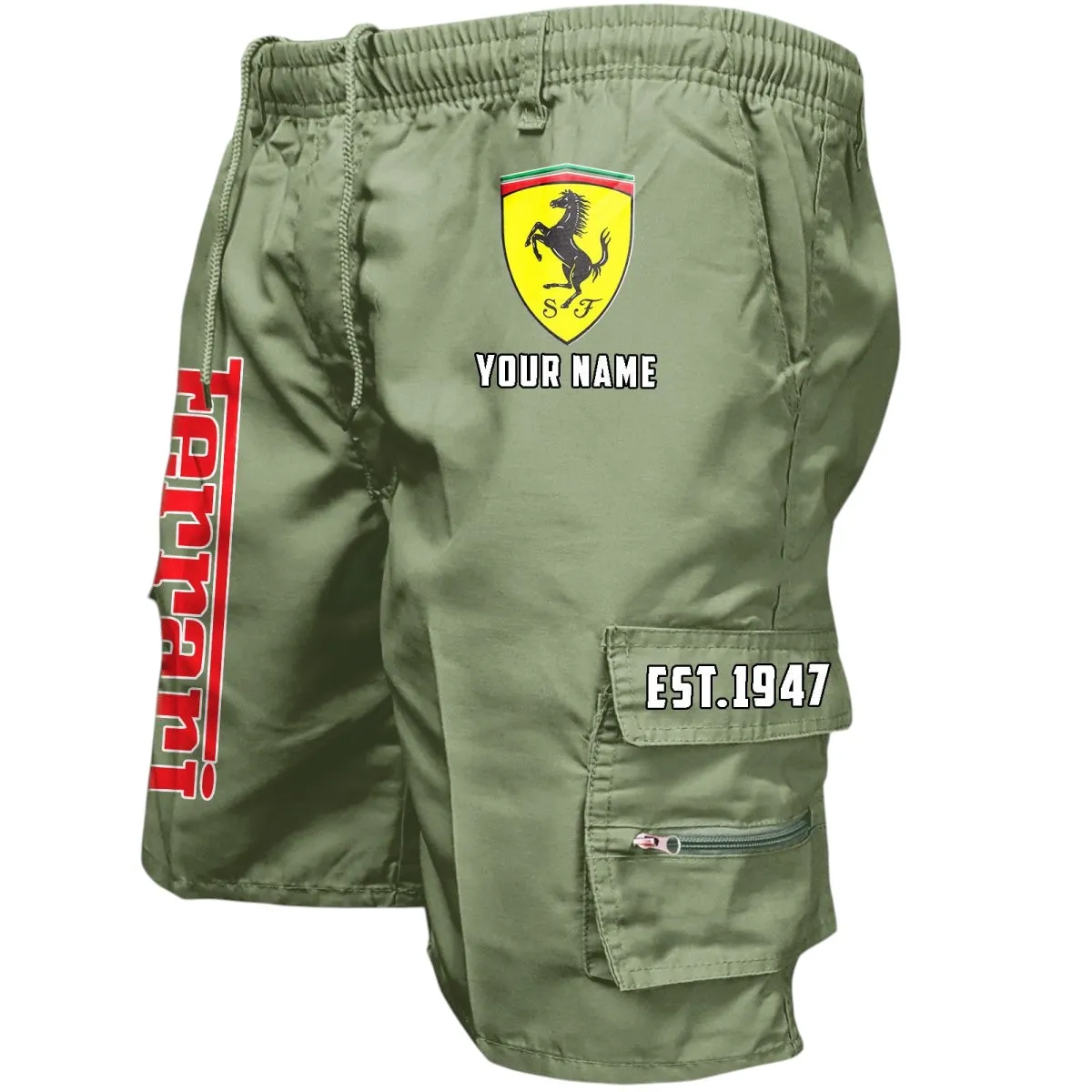 High-Performance Coupe Workwear Casual Shorts, Everyday Garage Life Shorts CAR455 - Military Green