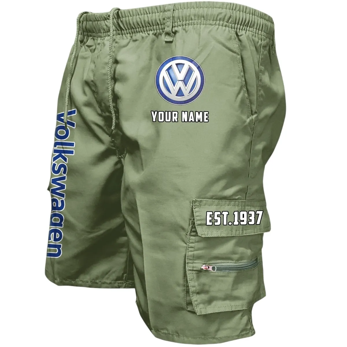 German Car Workwear Casual Shorts, Road-Tested Pocket Shorts CAR455 - Military Green