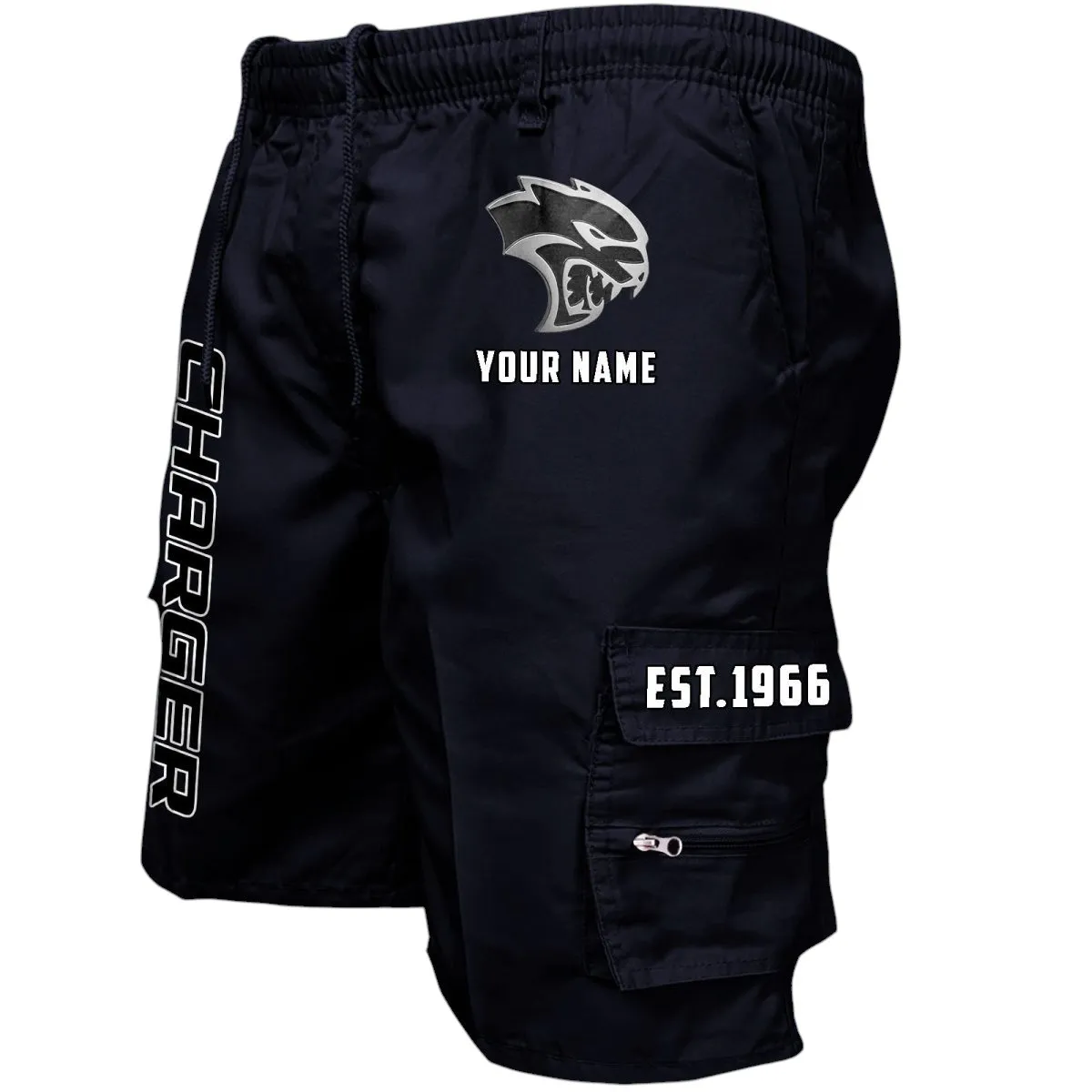Sporty Four-Door Workwear Casual Shorts, Garage-Ready Men's Shorts CAR455 - Black