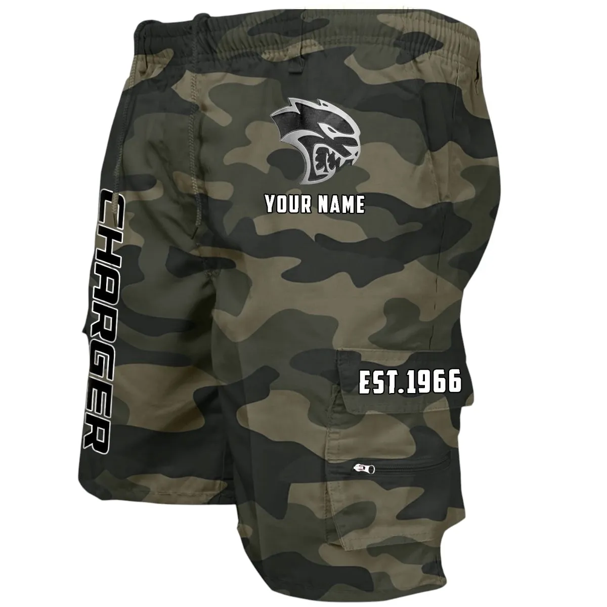Street Performance Car Workwear Casual Shorts, Durable Rider Utility Shorts CAR455 - Green Camouflage