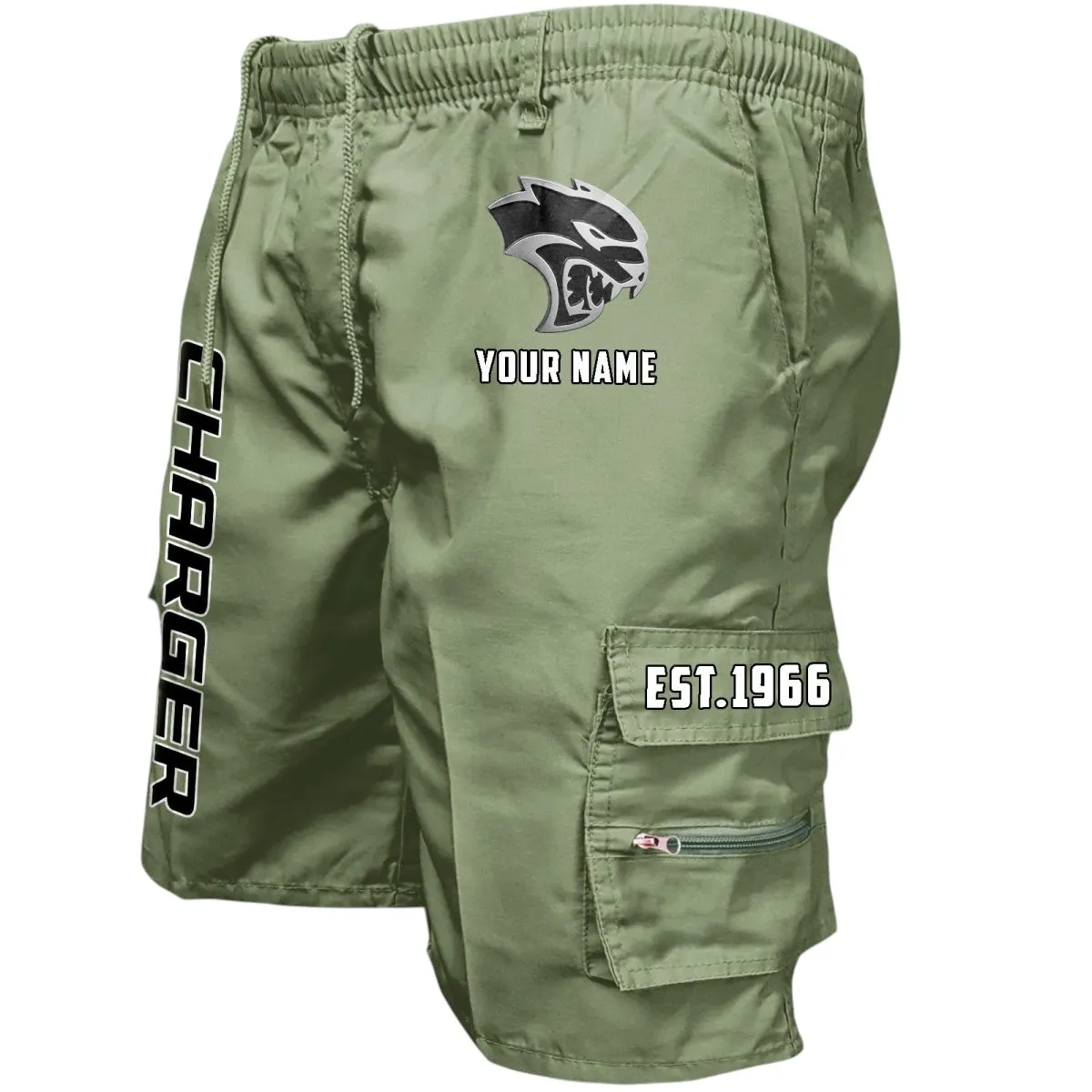 Street Performance Car Workwear Casual Shorts, Road-Ready Shorts for Gearheads CAR455 - Military Green