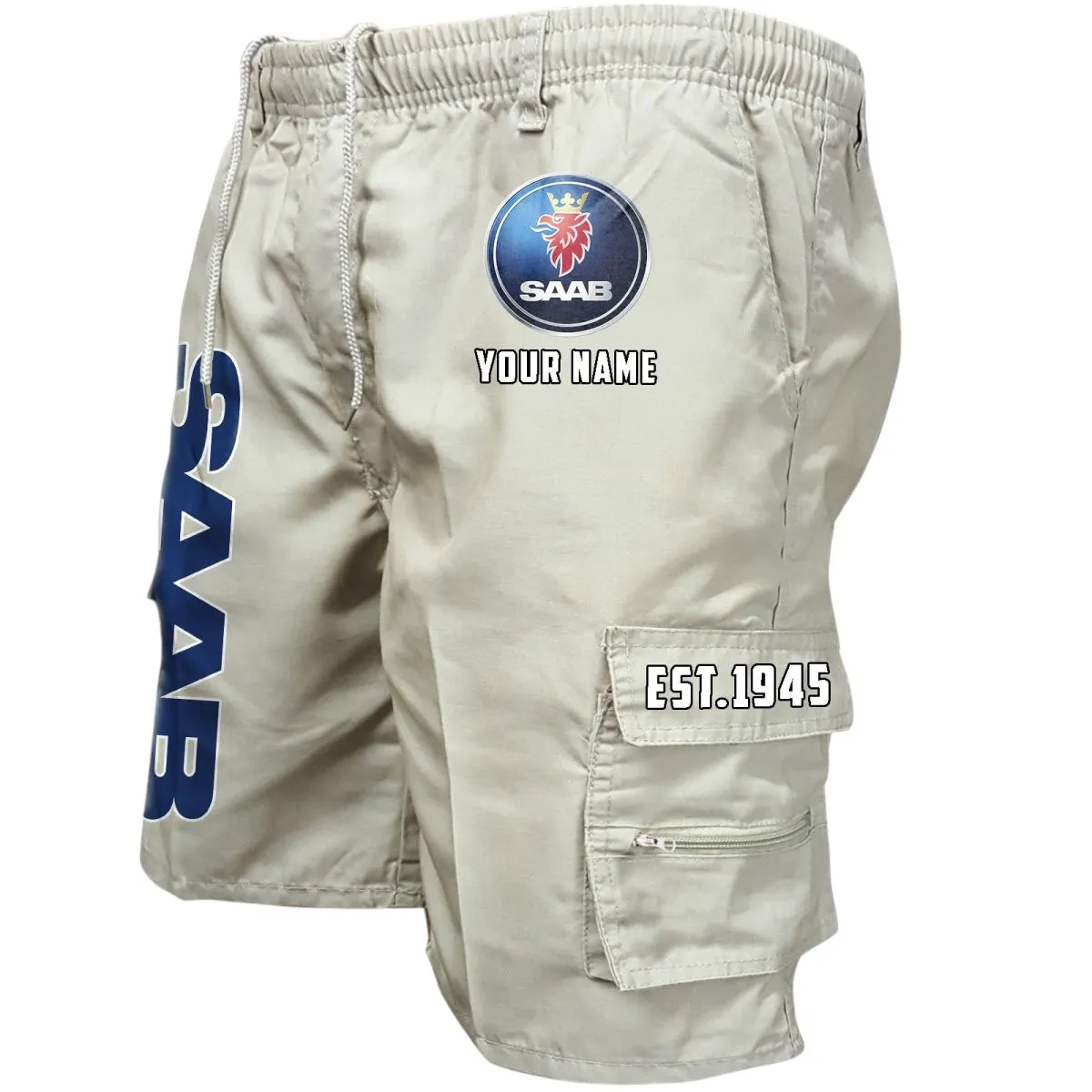 Mid-Size Car Workwear Casual Shorts, Streetwear Garage Pocket Shorts CAR455 - Off-White