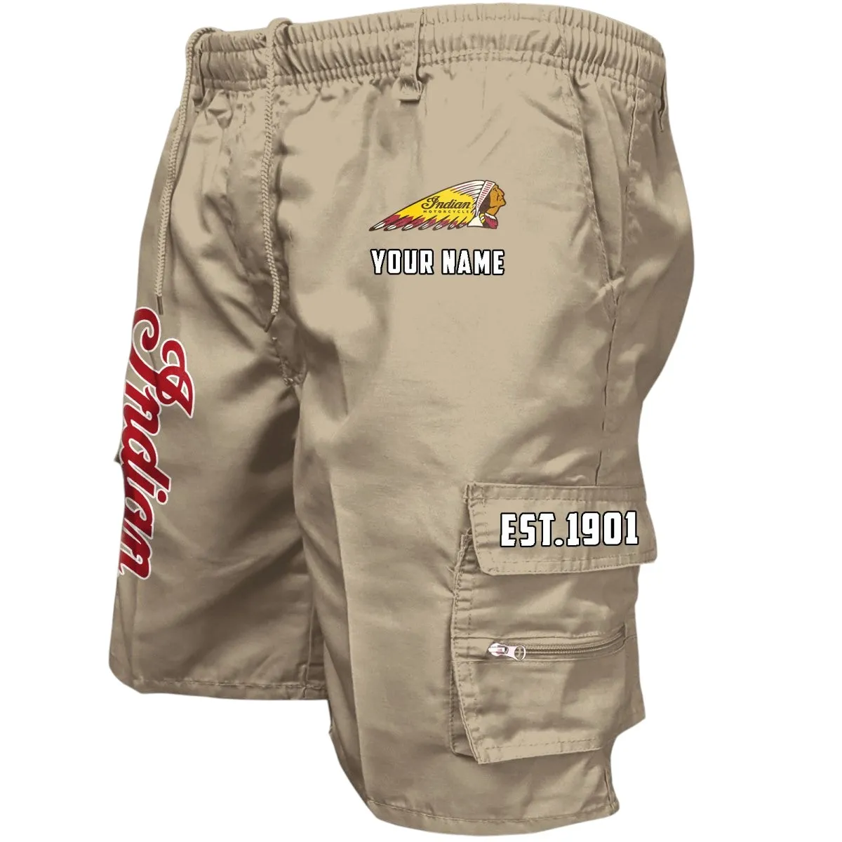 Timeless Road Bike Workwear Casual Shorts, Car Enthusiast Pocket Shorts CAR455 - Khaki