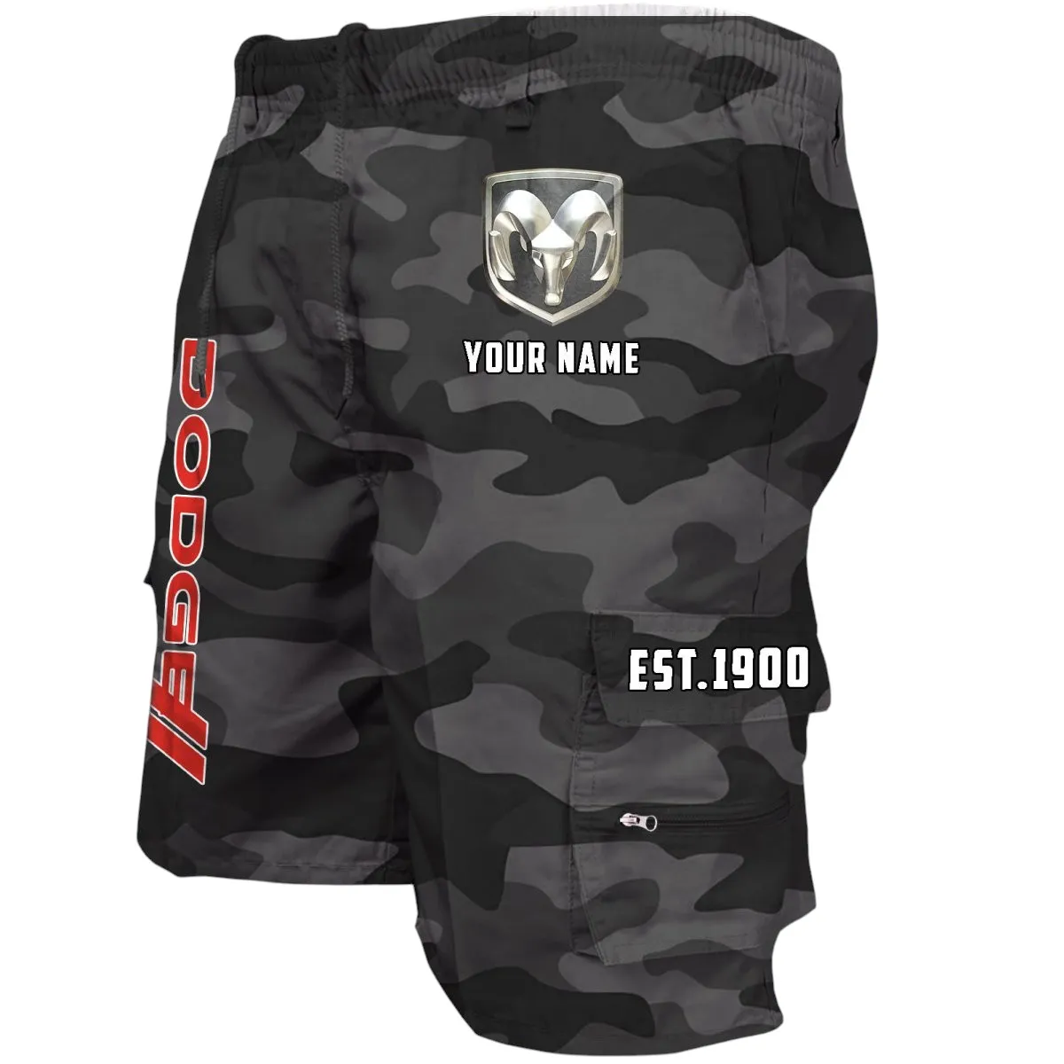 Retro Car Workwear Casual Shorts, Everyday Garage Life Shorts CAR455 - Grey Camouflage