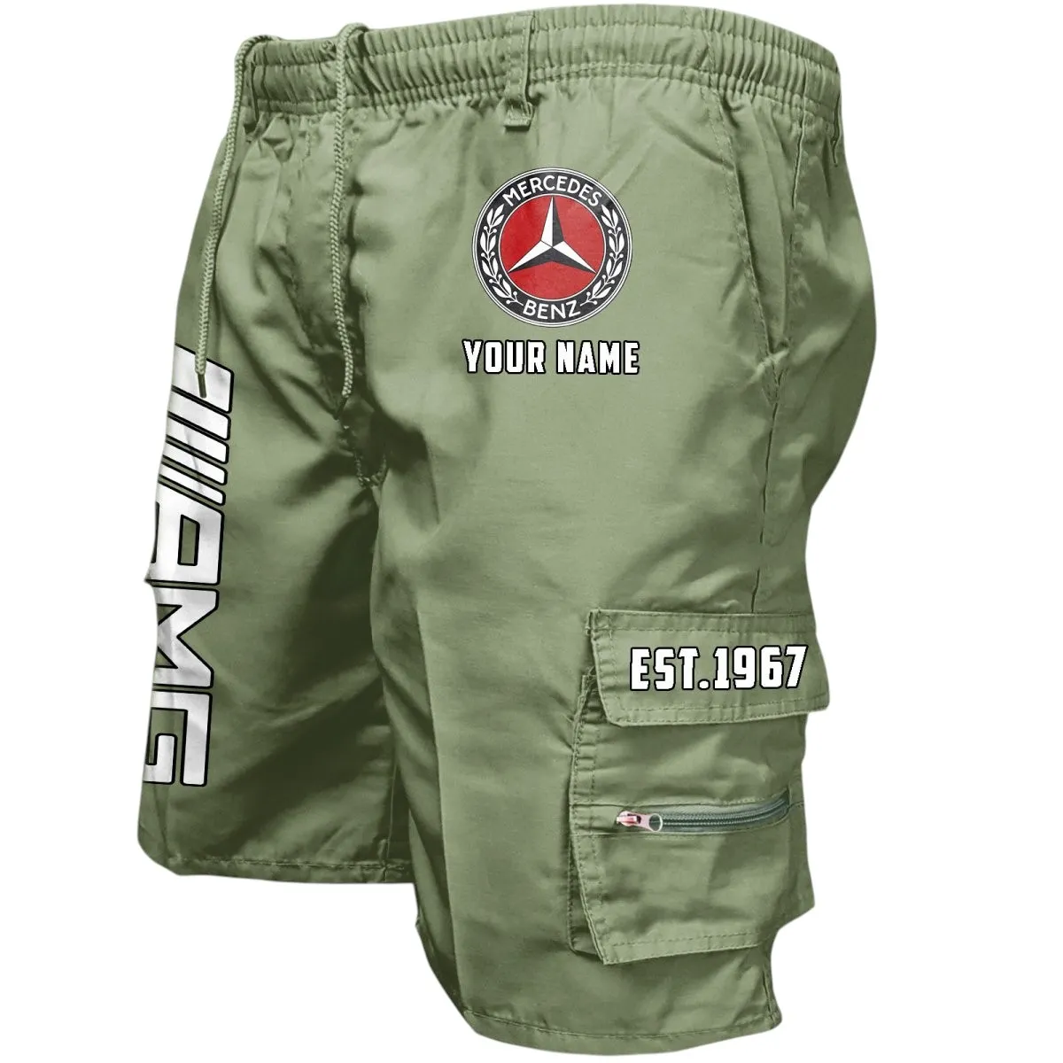 Premium Driving Machine Workwear Casual Shorts, Durable Garage Life Shorts CAR455 - Military Green