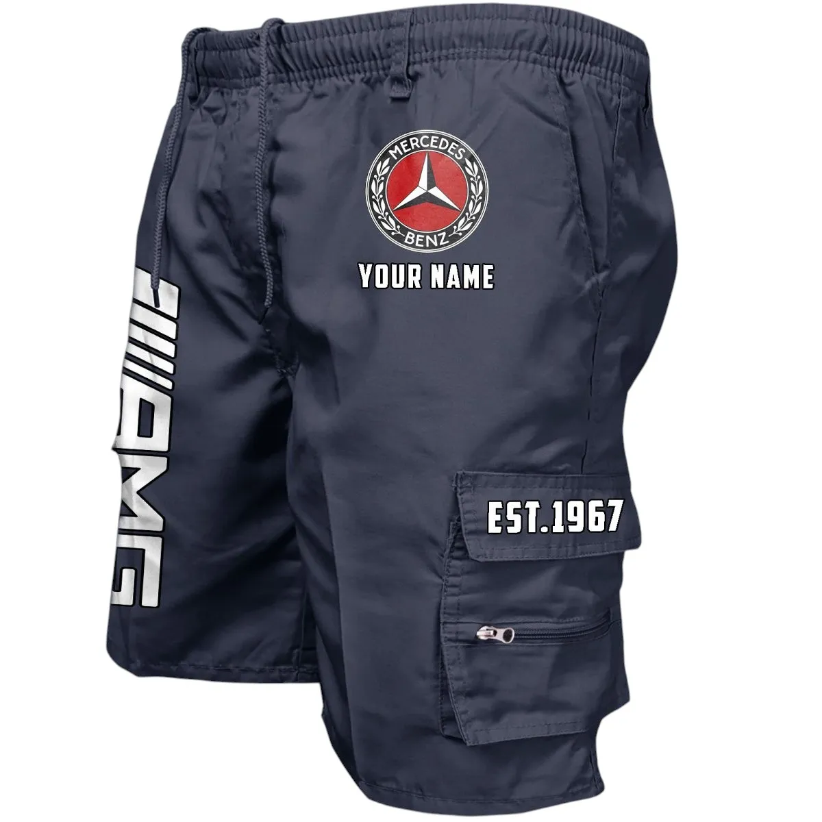 High-End Sports Sedan Workwear Casual Shorts, Garage-Ready Men's Shorts CAR455 - Navy
