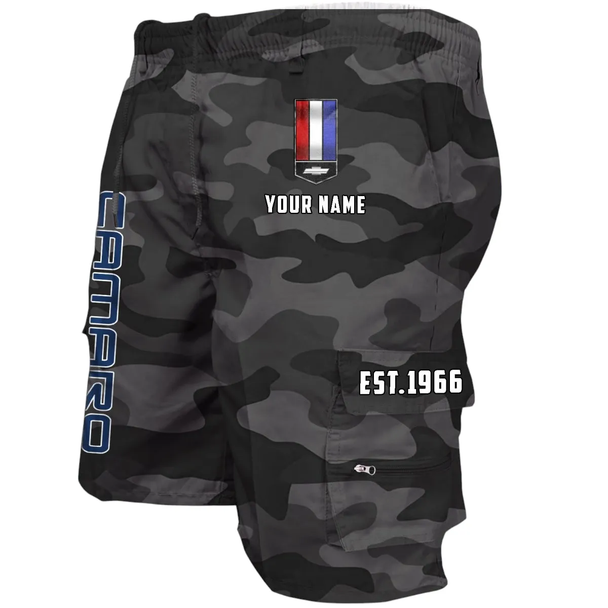 American Pony Car Workwear Casual Shorts, Rider Lifestyle Pocket Shorts CAR455 - Grey Camouflage