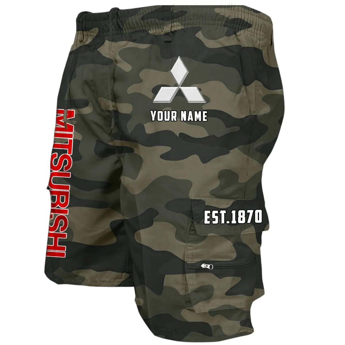 Off-Road SUV Workwear Casual Shorts, Rugged Men's Utility Shorts CAR455 - Green Camouflage
