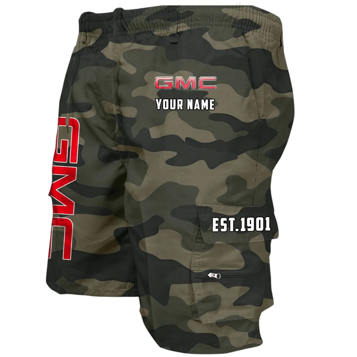Heavy-Duty Truck Workwear Casual Shorts, Durable Utility Men's Shorts CAR455 - Green Camouflage