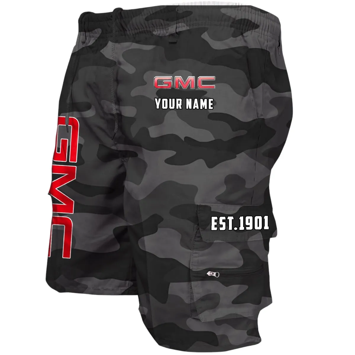 Full-Size Pickup Workwear Casual Shorts, Road-Ready Shorts for Gearheads CAR455 - Grey Camouflage