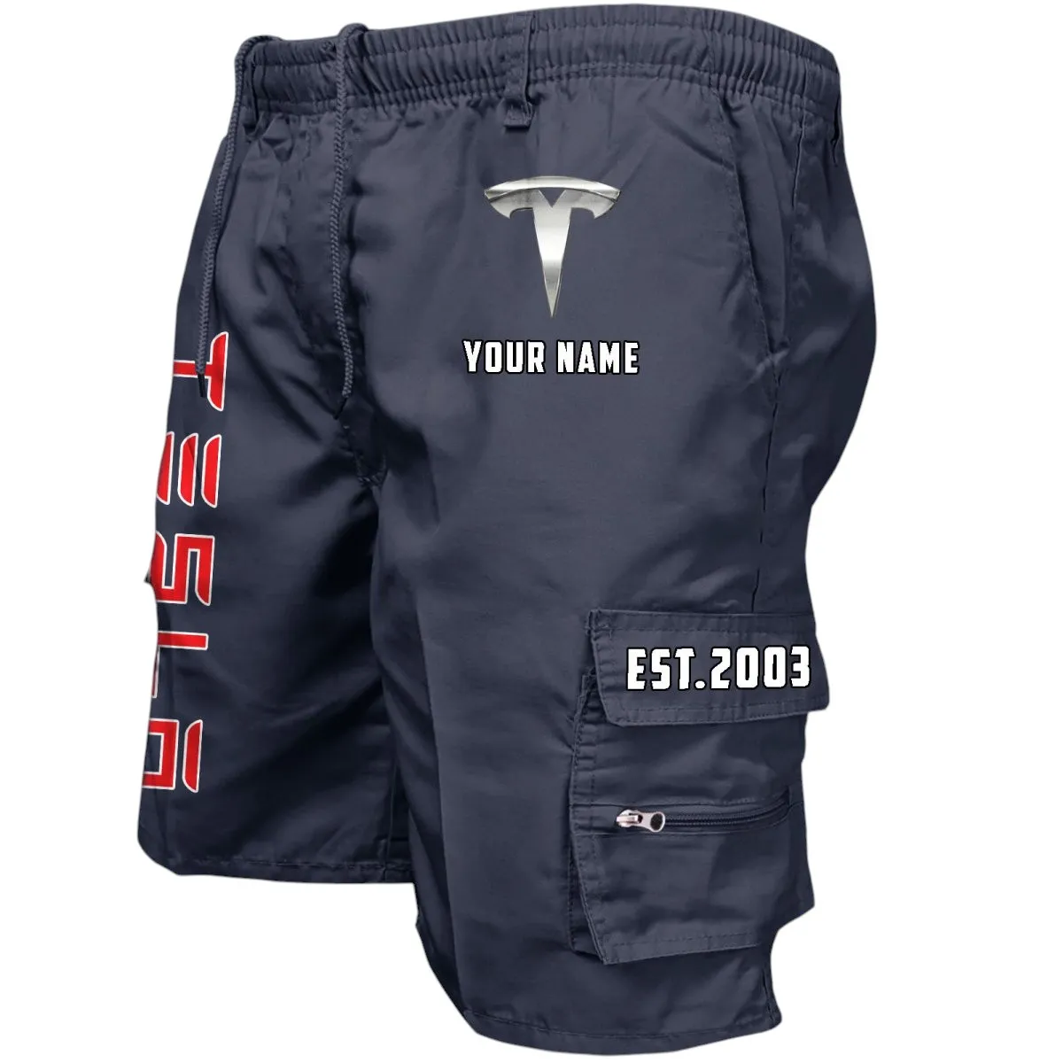 Electric Car Workwear Casual Shorts, Streetwear Garage Pocket Shorts CAR455 - Navy