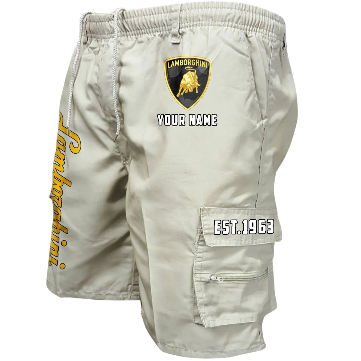 Two-Door Sports Coupe Workwear Casual Shorts, Garage-Ready Men's Shorts CAR455 - Off-White