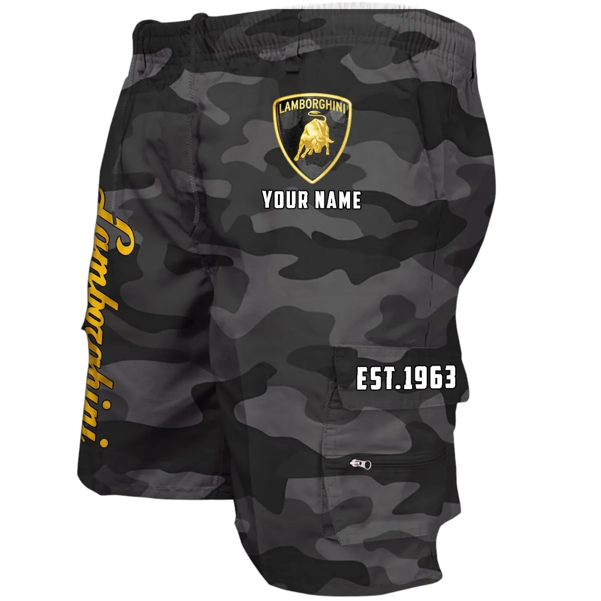 Exotic Sports Car Workwear Casual Shorts, Everyday Car Culture Shorts CAR455 - Grey Camouflage