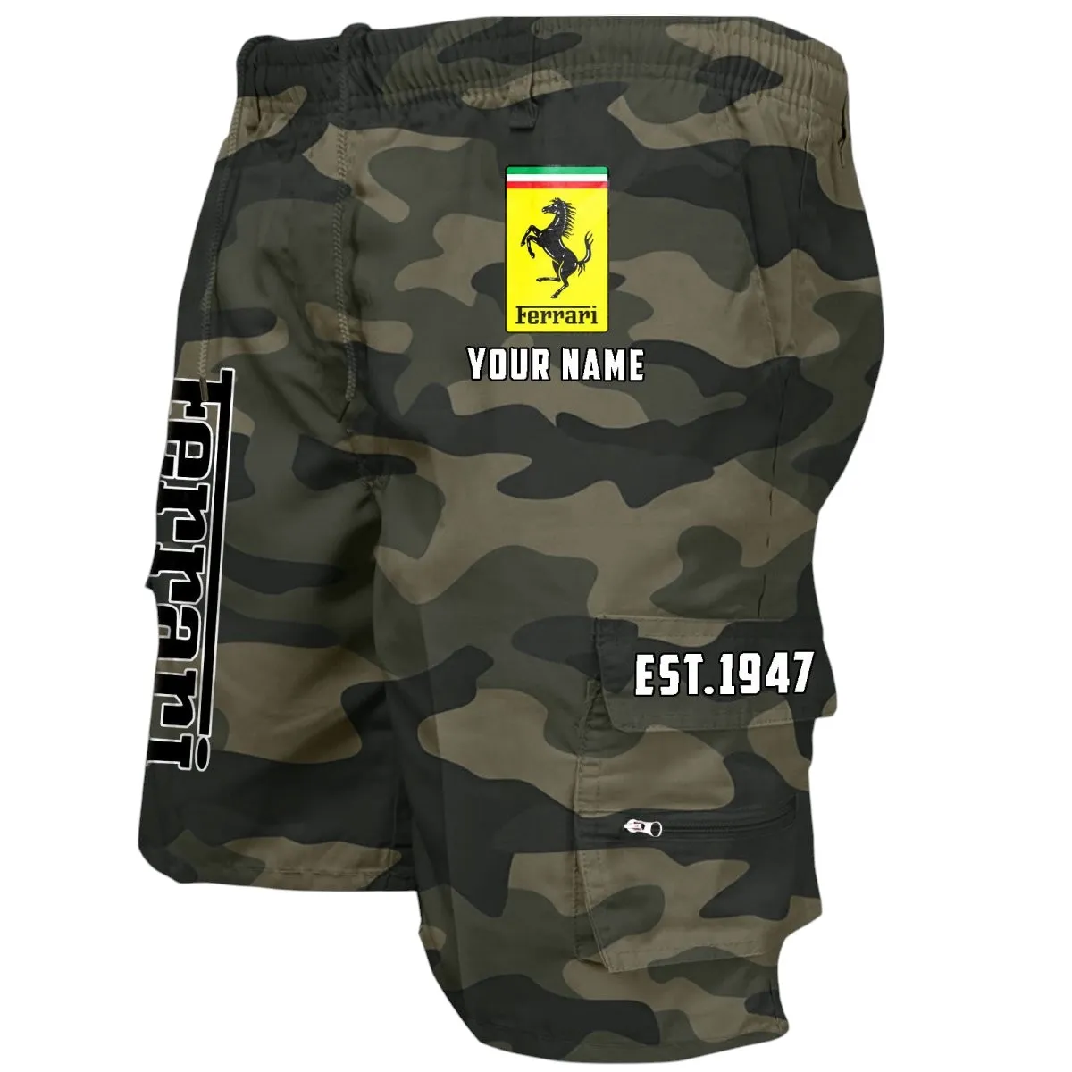 Precision Engineered Car Workwear Casual Shorts, Rugged Gearhead Workwear Shorts CAR455 - Green Camouflage