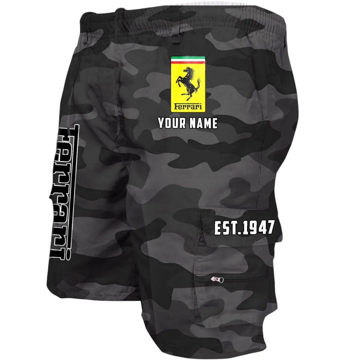Italian Supercar Workwear Casual Shorts, Street-Strong Casual Shorts CAR455 - Grey Camouflage
