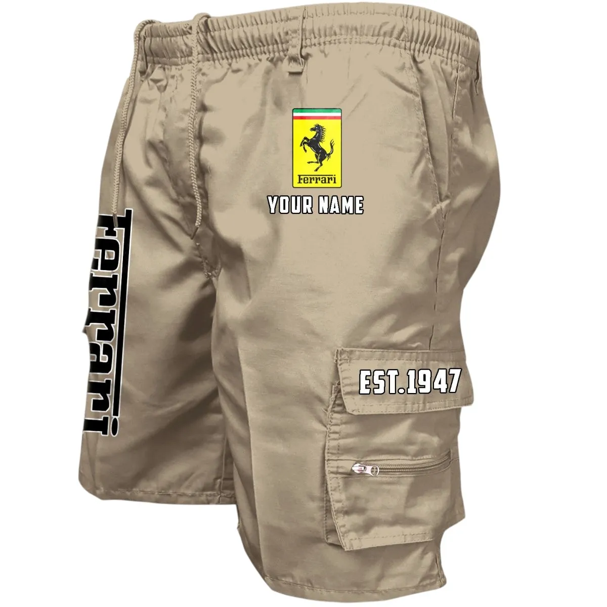 Racing-Inspired Coupe Workwear Casual Shorts, Open Road Utility Shorts CAR455 - Khaki
