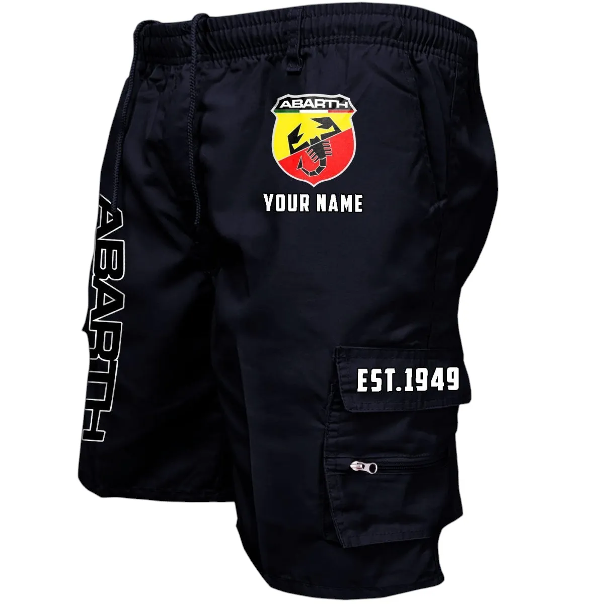 Street Racing Car Workwear Casual Shorts, Automotive Lifestyle Utility Shorts CAR455 - Black