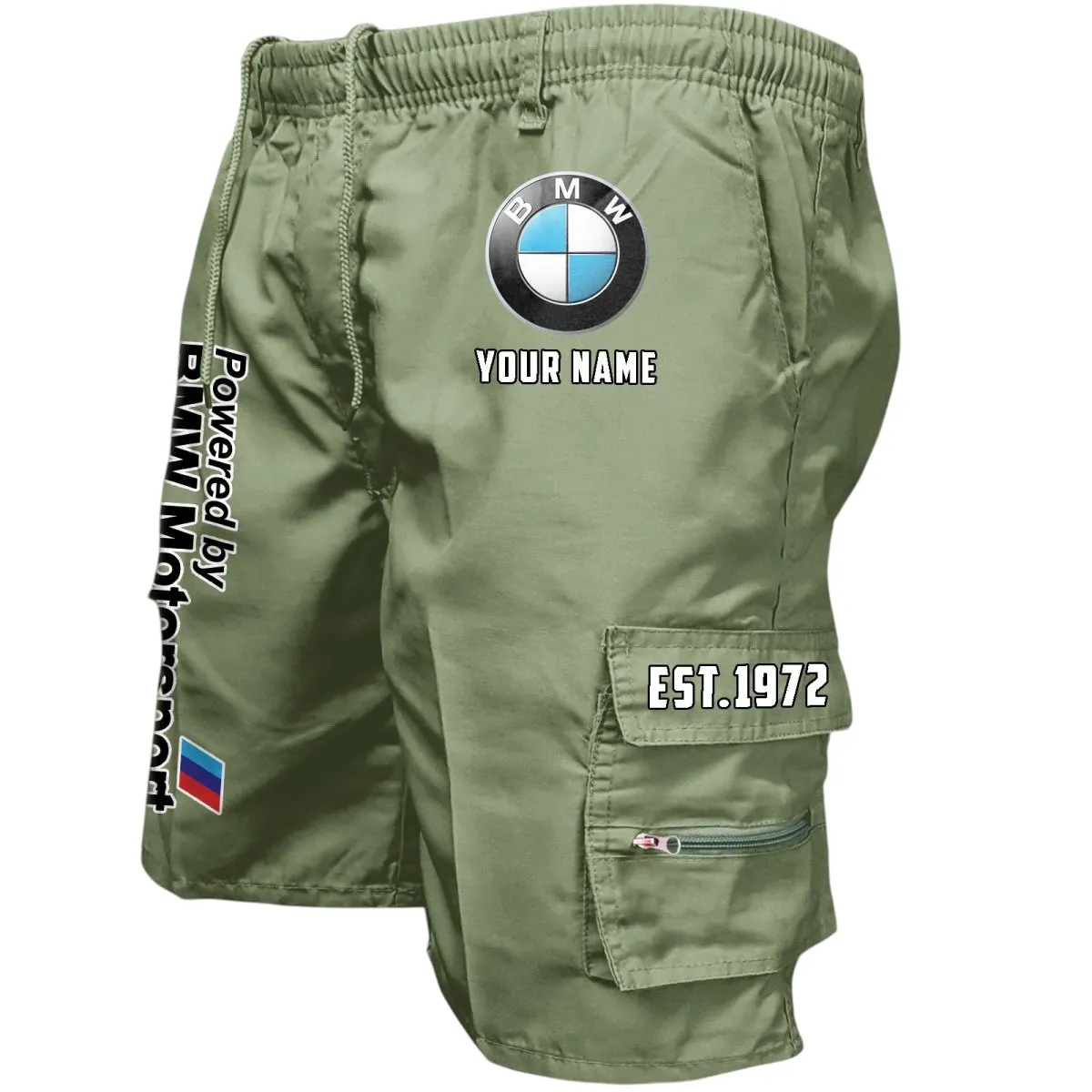 Track Car Workwear Casual Shorts, Rugged Gearhead Workwear Shorts CAR455 - Military Green