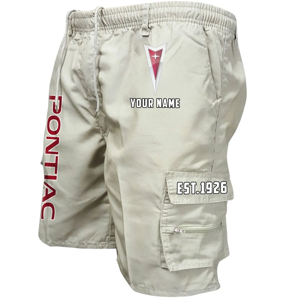 Old-School Automobile Workwear Casual Shorts, Rugged Workwear Pocket Shorts CAR455 - Off-White