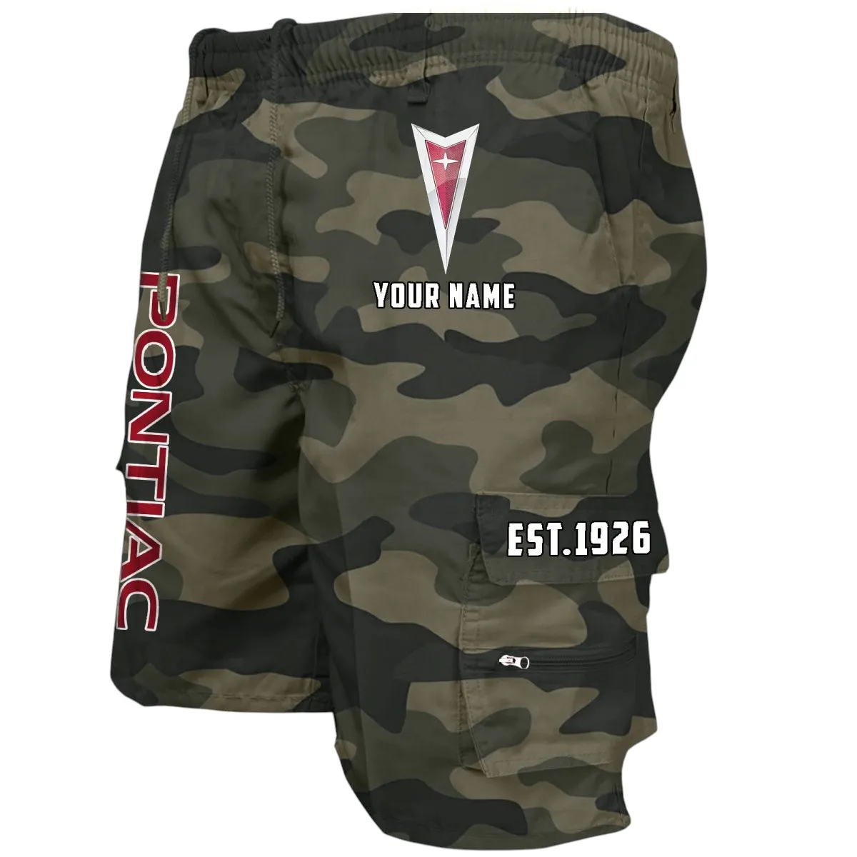 Muscle Car Workwear Casual Shorts, Open Road Casual Shorts CAR455 - Green Camouflage