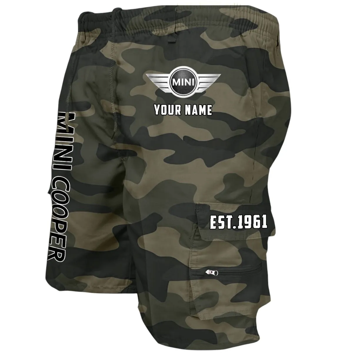 Sporty Hatchback Workwear Casual Shorts, Road-Tested Pocket Shorts CAR455 - Green Camouflage
