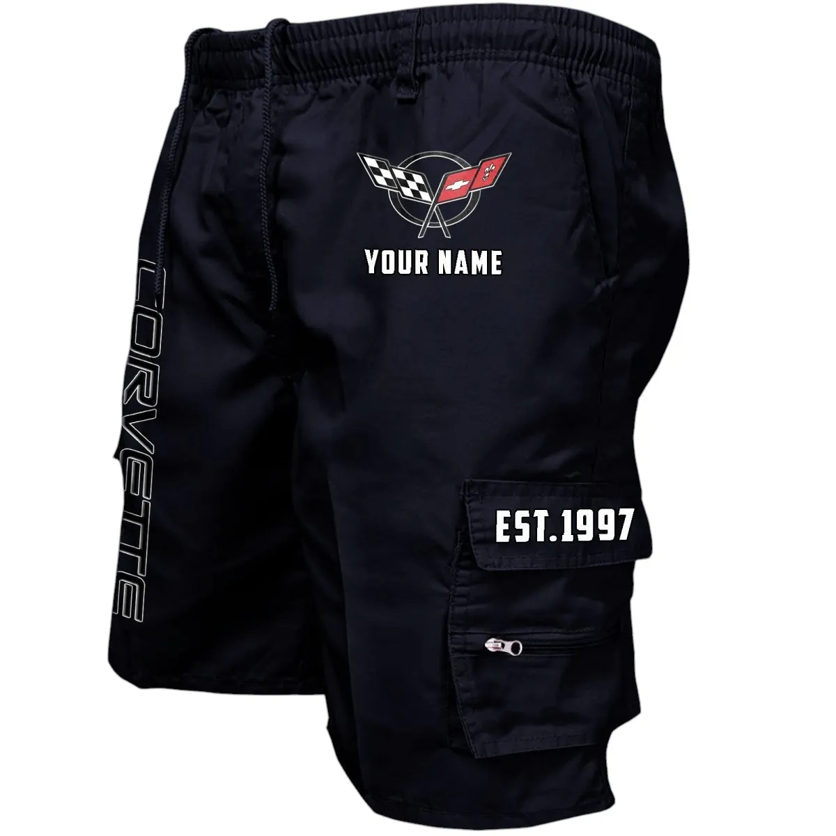 Modern Muscle Car Workwear Casual Shorts, Rugged Men's Utility Shorts CAR455 - Black