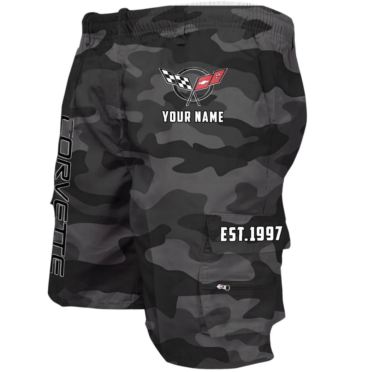 Sports Car Workwear Casual Shorts, Automotive Lifestyle Utility Shorts CAR455 - Grey Camouflage