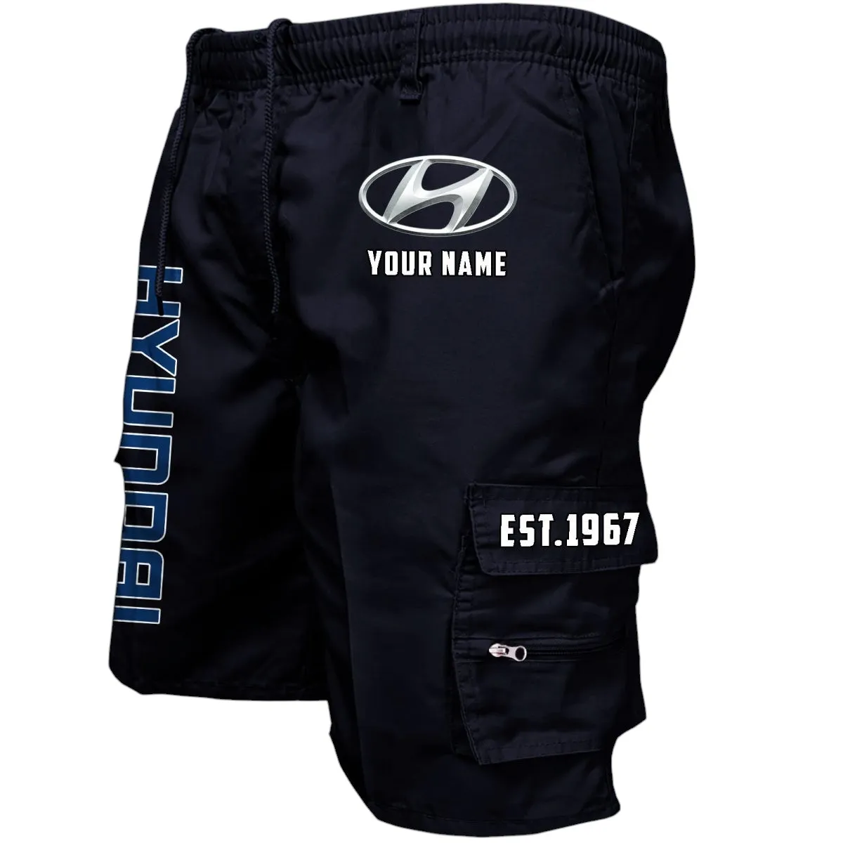 Mid-Size Vehicle Workwear Casual Shorts, Car Enthusiast Pocket Shorts CAR455 - Black